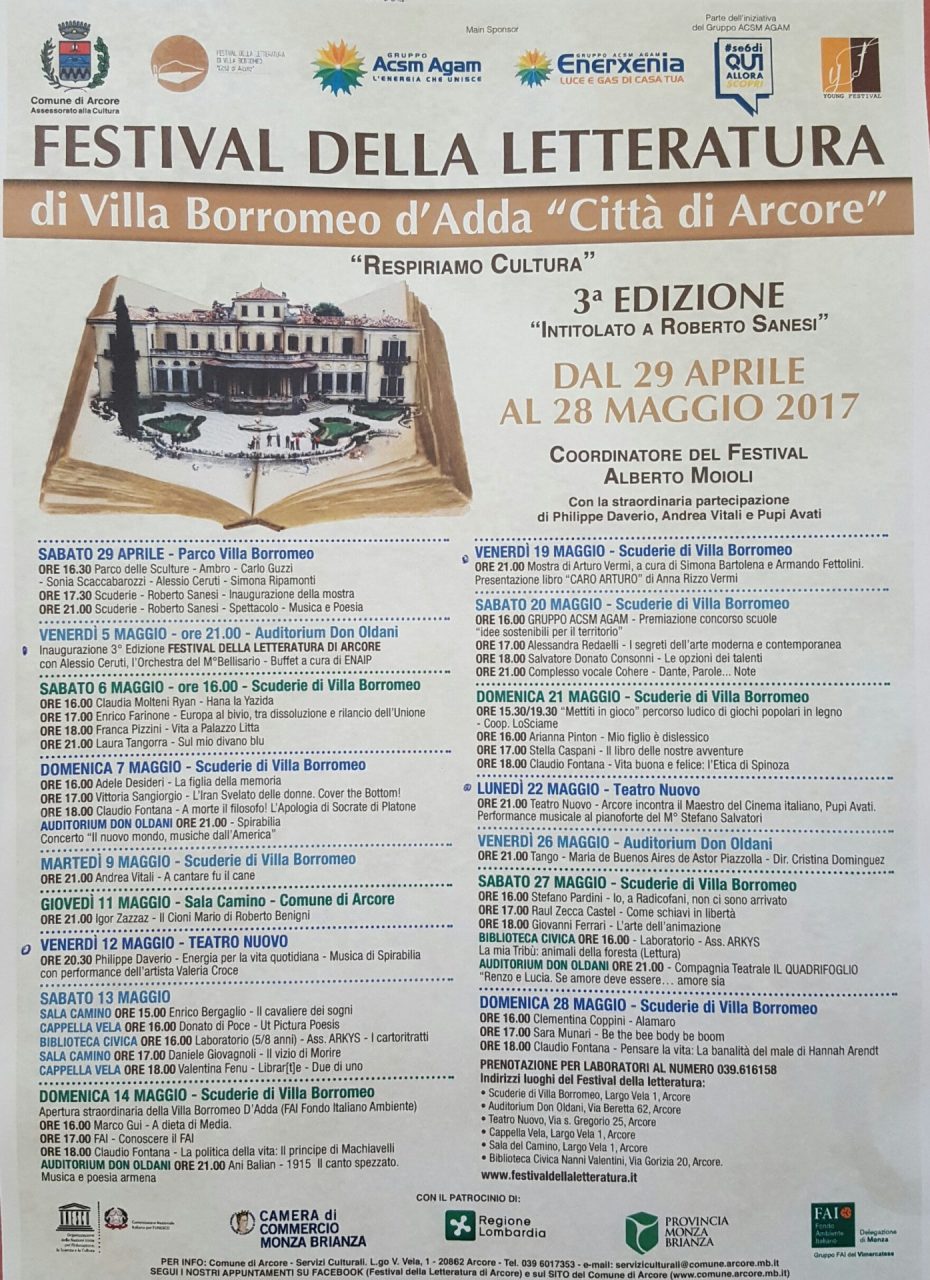 Arcore: Daverio, Vitali e Avati al Festival della Letteratura