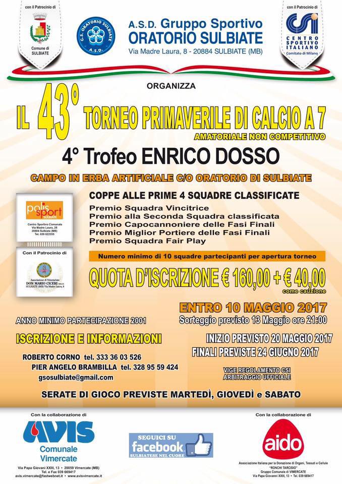 Sulbiate, aperte le iscrizioni per il torneo di calcio a 7