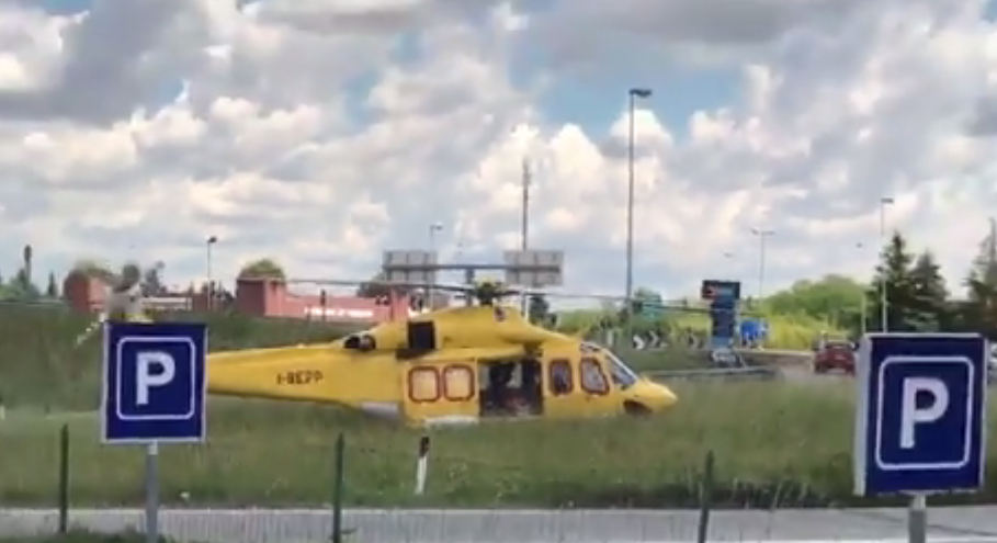 Vimercate, elisoccorso in azione alle Torri Bianche