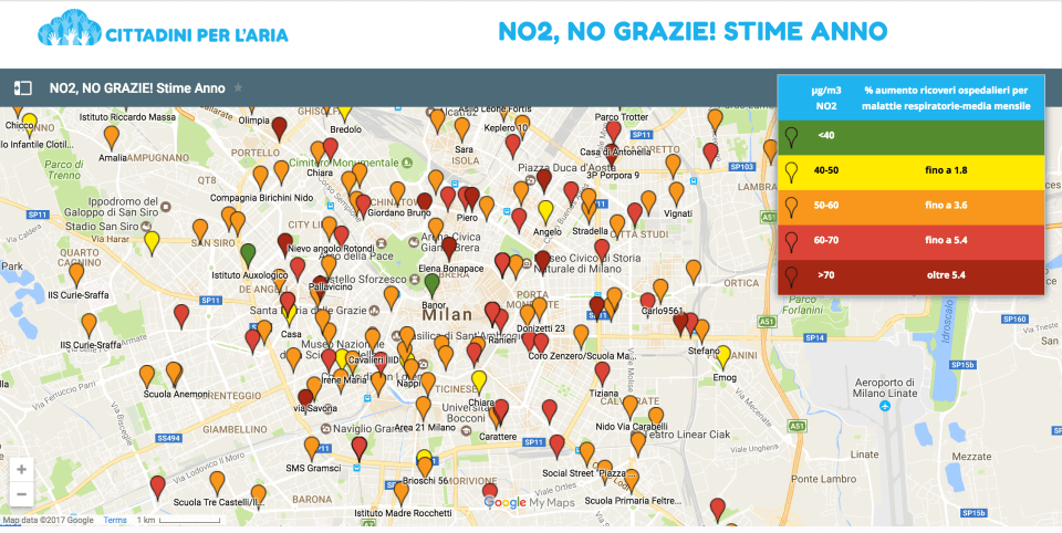 Milano, dati allarmanti: biossido di azoto fuori legge ovunque