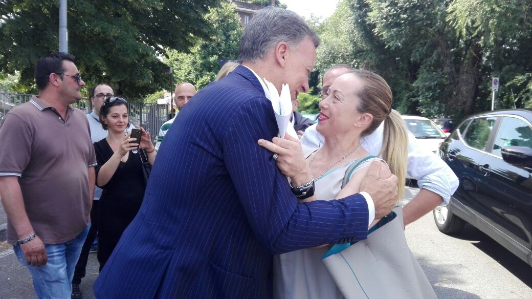 La Meloni e La Russa questa mattina a Monza con Allevi e Maffè