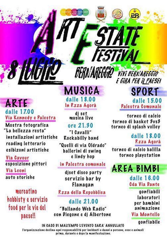 Bernareggio: l’8 luglio arriva l'”Arte estate festival”