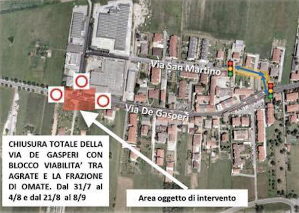 Agrate Brianza. Il cantiere della rete fognaria fa chiudere la via De Gasperi
