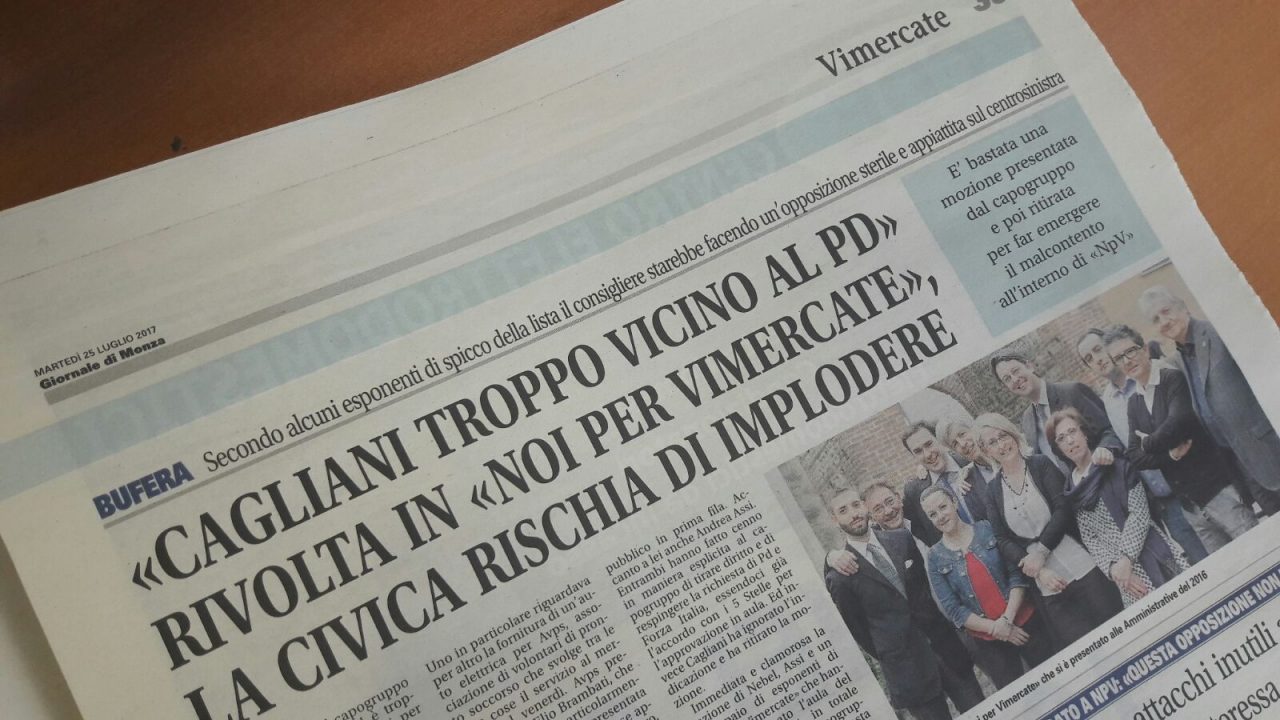 Vimercate, “Cagliani troppo vicino al Pd”: crisi aperta