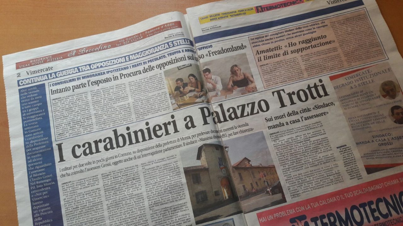 Vimercate, caso Grossi: carabinieri a Palazzo Trotti