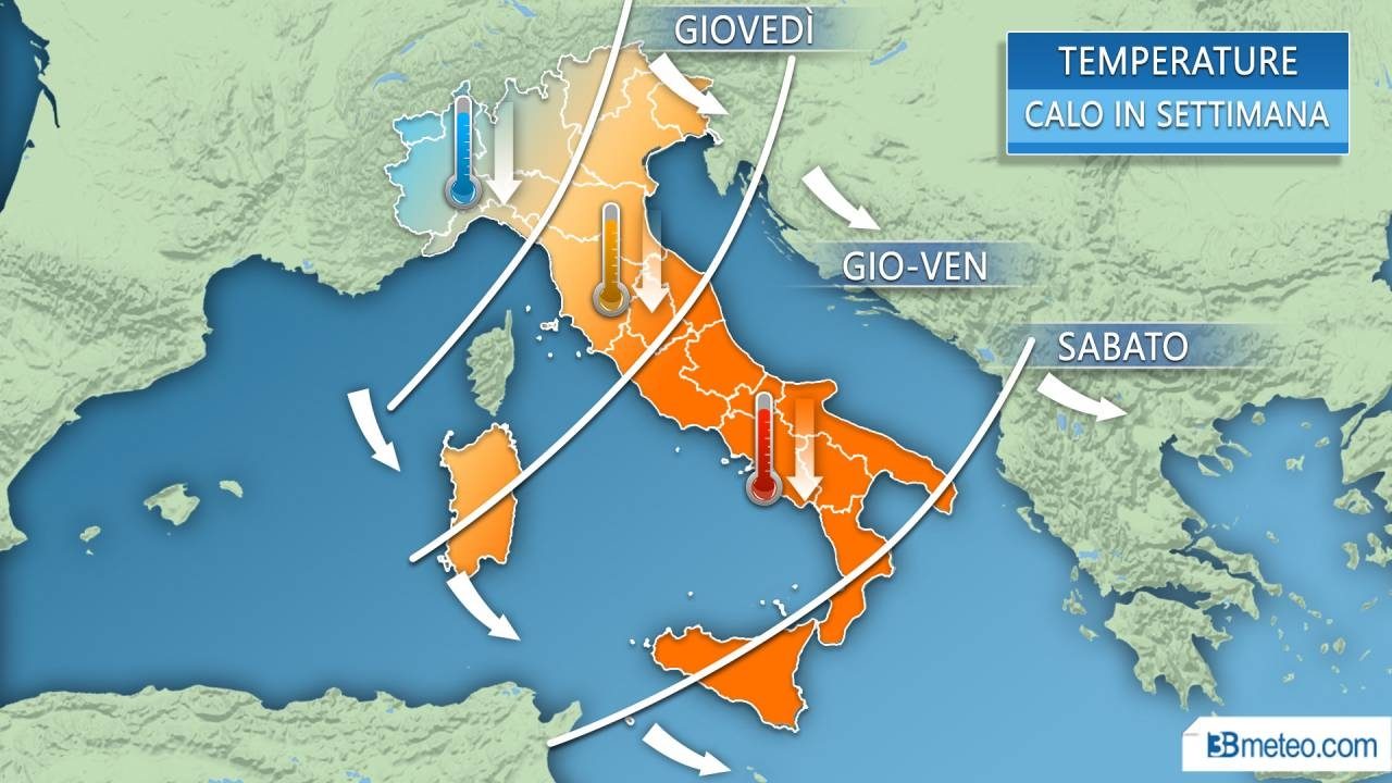 Il caldo si smorza al Nord e da domani arrivano i temporali