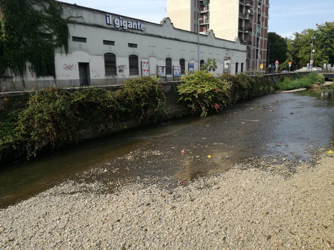 Monza, la surreali immagini del Lambro in secca in pieno centro