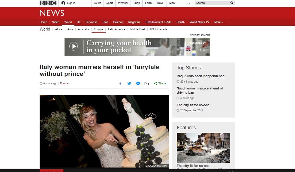 La sposa single brianzola fa incetta di click su Bbc News