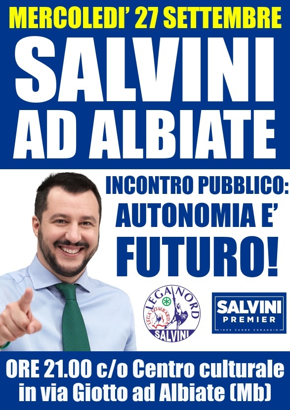 Matteo Salvini ad Albiate – Segui la DIRETTA!