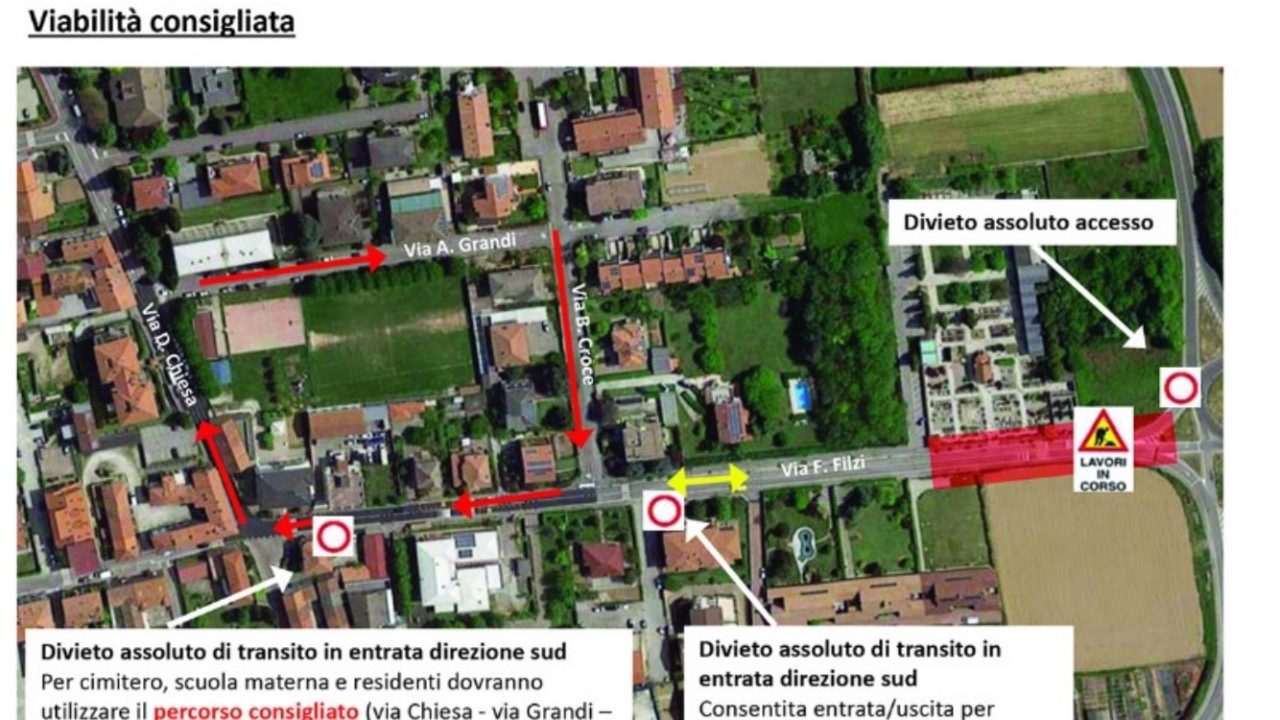 Chiude via Filzi a Omate