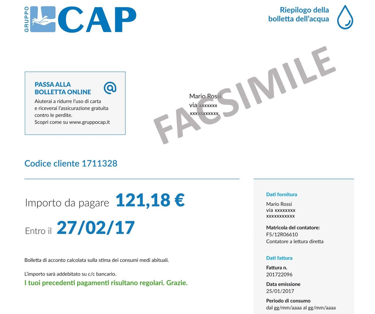 Nuove bollette dell’acqua per oltre due milioni di cittadini