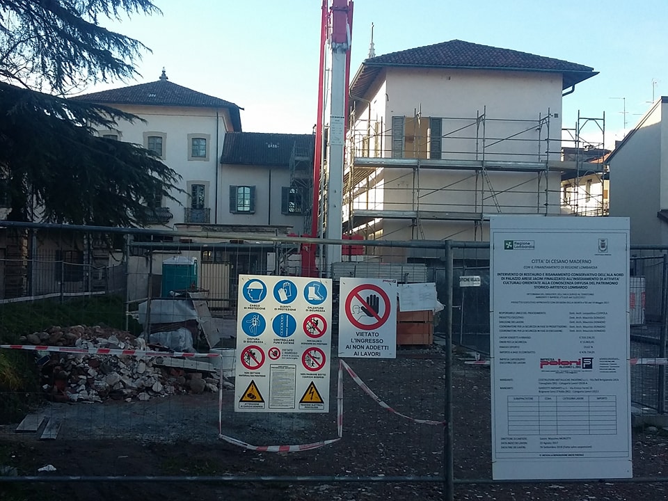 Finirà in autunno il cantiere di recupero di Palazzo Arese Jacini