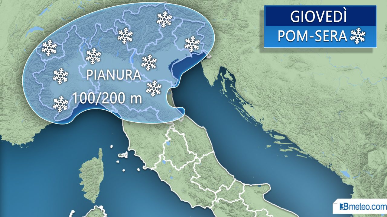 Neve giovedì in Brianza PREVISIONI METEO