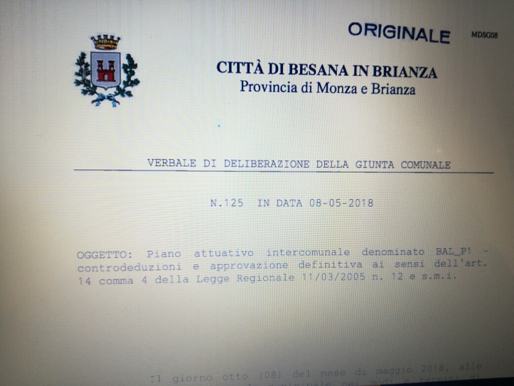 Approvato definitivamente il piano attuativo Bal_P1