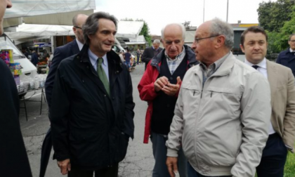 Il governatore della Lombardia Attilio Fontana in visita a Merate FOTO E VIDEO