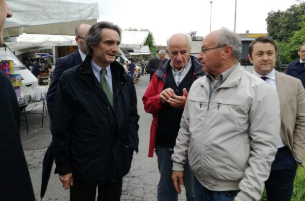 Il governatore della Lombardia Attilio Fontana in visita a Merate FOTO E VIDEO