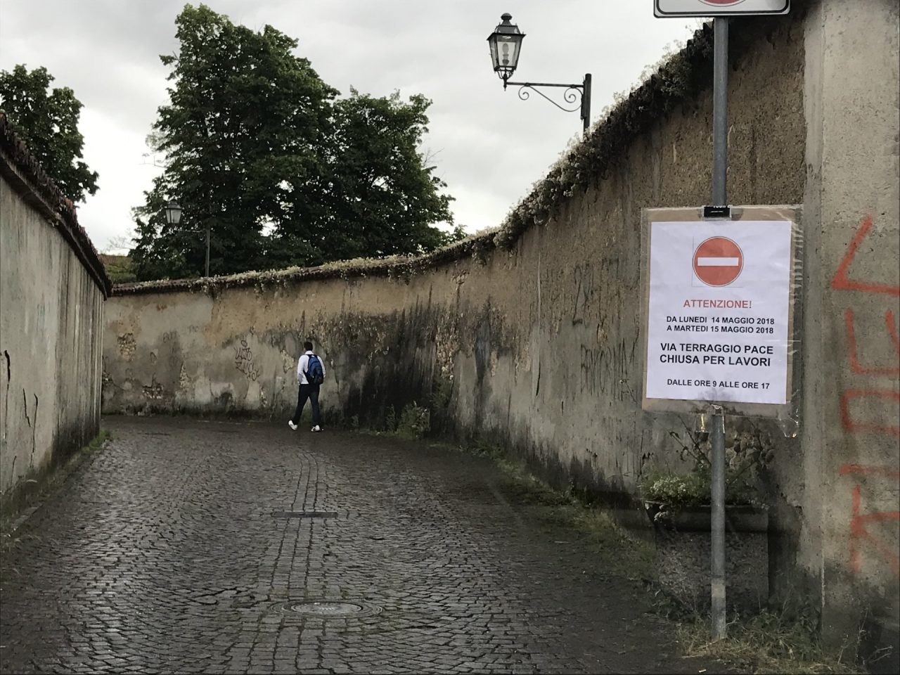 Via Terraggio Pace chiusa per due giorni