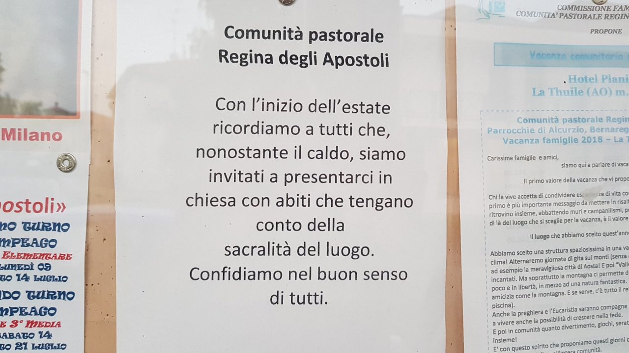 Ecco come bisogna vestirsi per entrare in chiesa