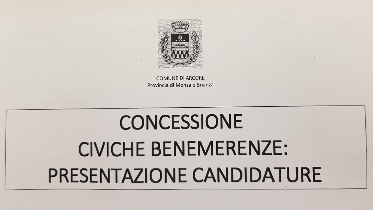Benemerenze civiche, aperte le candidature