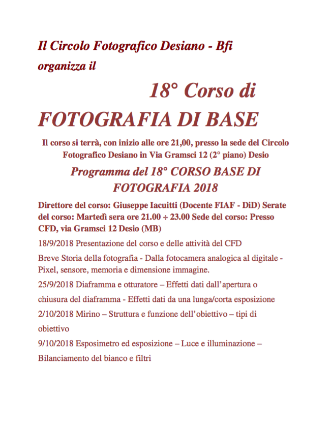 corsi di fotografia in Brianza
