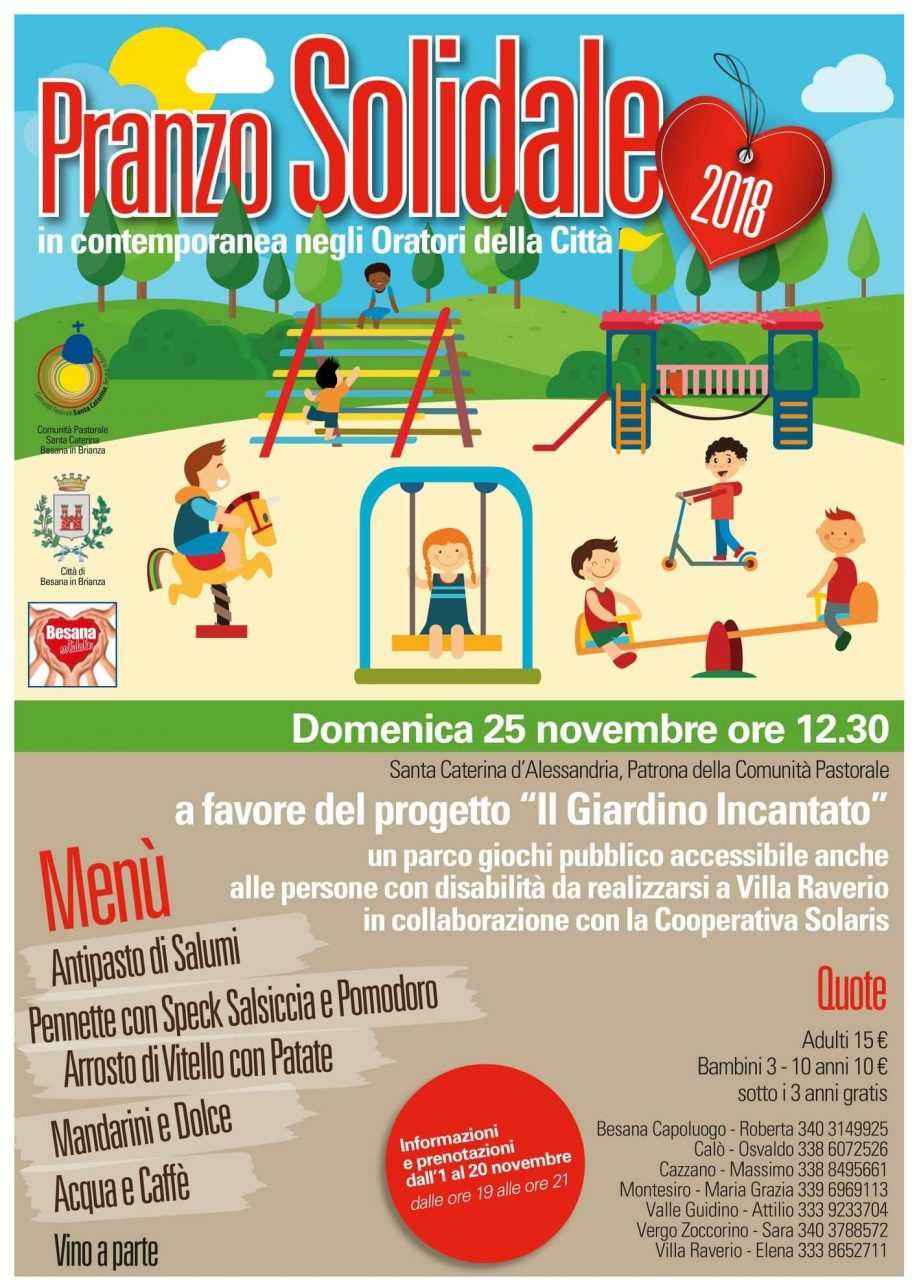 Pranzo solidale per un parco giochi aperto davvero a tutti
