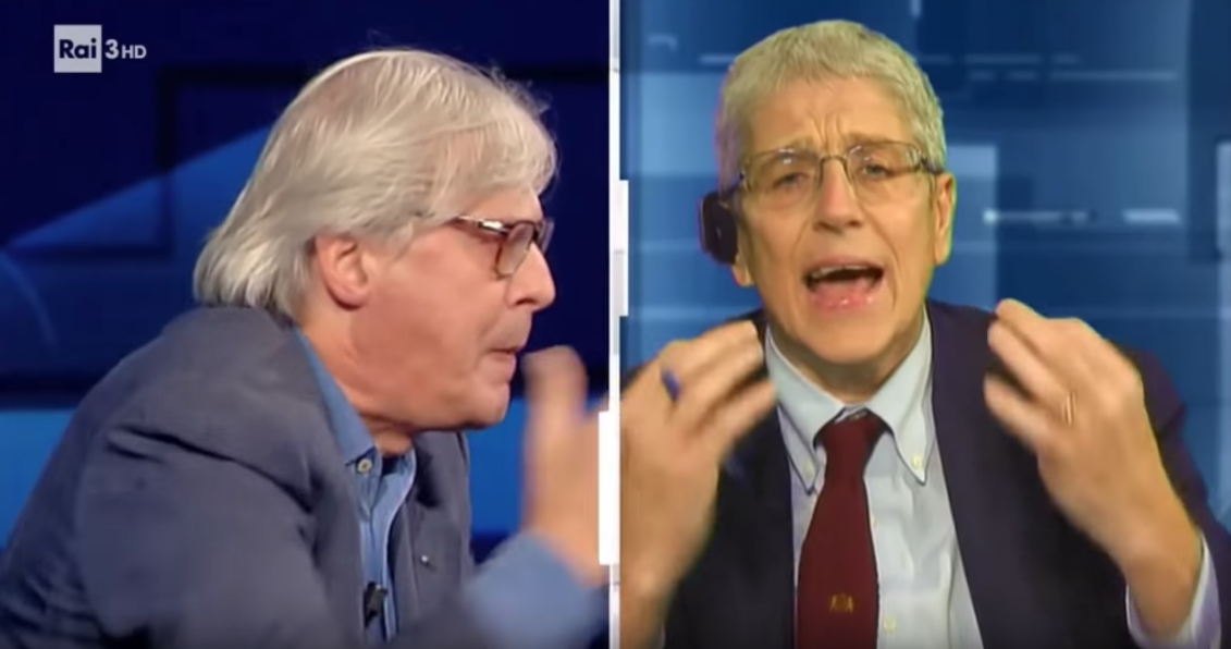 Bagarre in tv  su Riace tra Sgarbi e il brianzolo Mario Giordano VIDEO