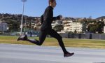 Il velocista Filippo Tortu corre sulla pista di Sanremo