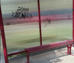 Pensilina montata due giorni fa e già imbrattata