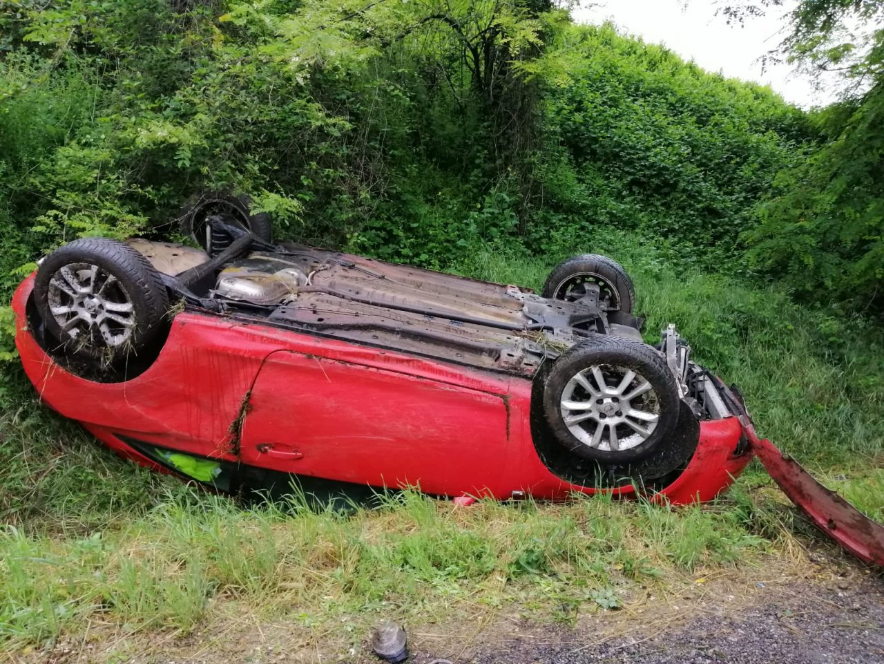 Ribaltamento sulla Sp60 tra Villasanta e Concorezzo