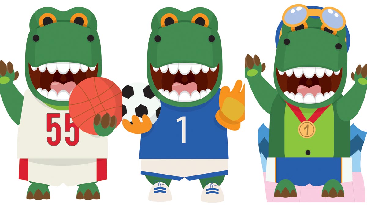Il dinosauro mascotte di Fratelli Beretta ad Acquaworld di Concorezzo