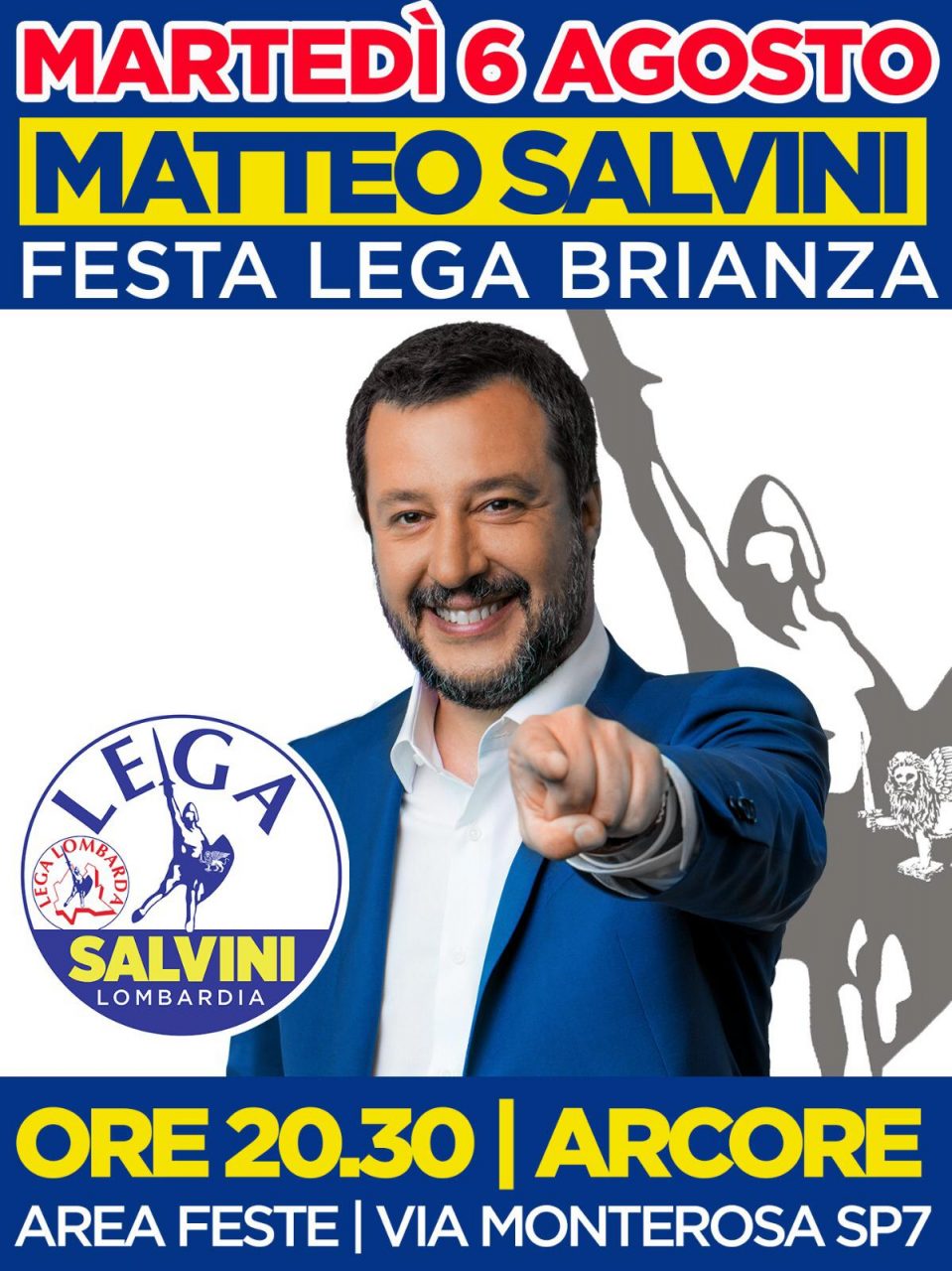 Arcore, rinviato a domani l’intervento di Matteo Salvini