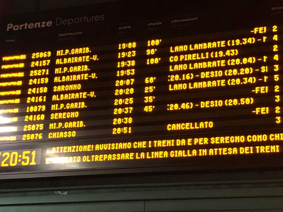 Tre ore per andare da Monza a Seregno. L’odissea di Rachele in treno verso casa