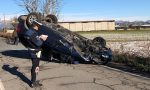 Doppio incidente con ribaltamento a Trezzo FOTO