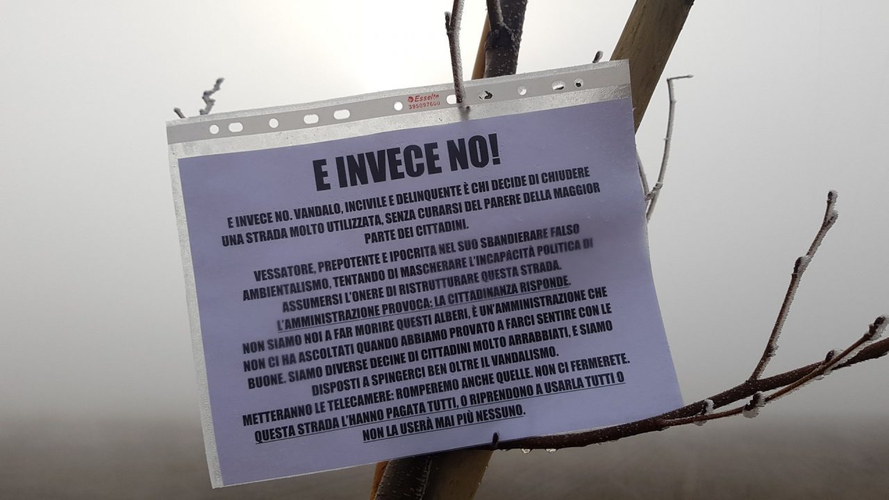 Piante tagliate sulla Cavallera, atto rivendicato dai “cittadini molto arrabbiati”