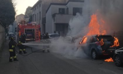 Auto distrutta dal fuoco vicino alla scuola