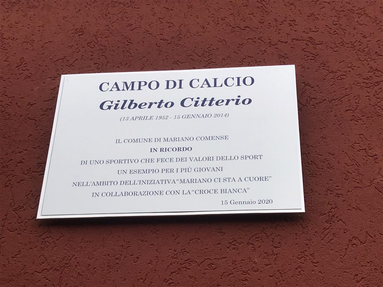 Un campo di calcio intitolato a Gilberto Citterio VIDEO