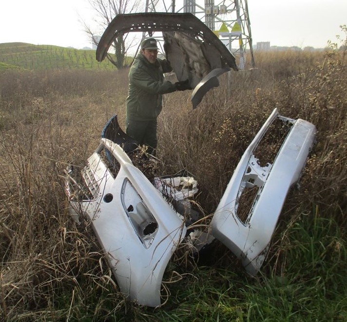 Nell’erba del parco spuntano le carcasse di alcune auto