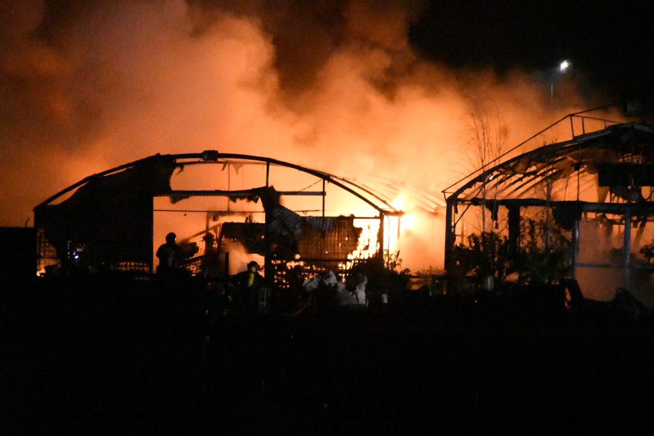 Incendio nella notte, a fuoco un vivaio FOTO E VIDEO