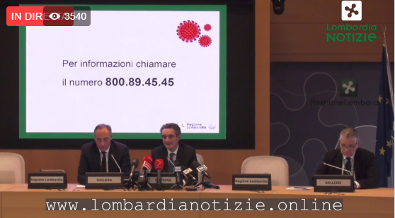 Coronavirus: sei decessi e nuovi contagi in Lombardia NOTIZIA IN AGGIORNAMENTO