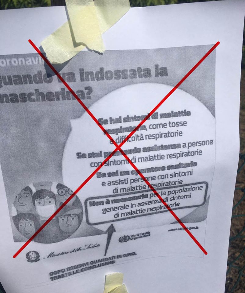 Falsi volantini del Ministero della Salute contro l’uso delle mascherine