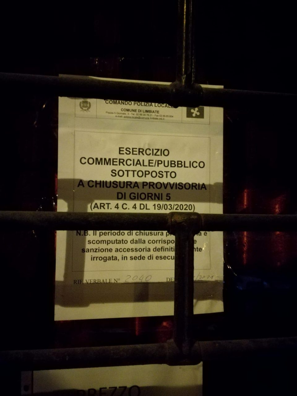 Clienti senza mascherina, attività sospesa per cinque giorni