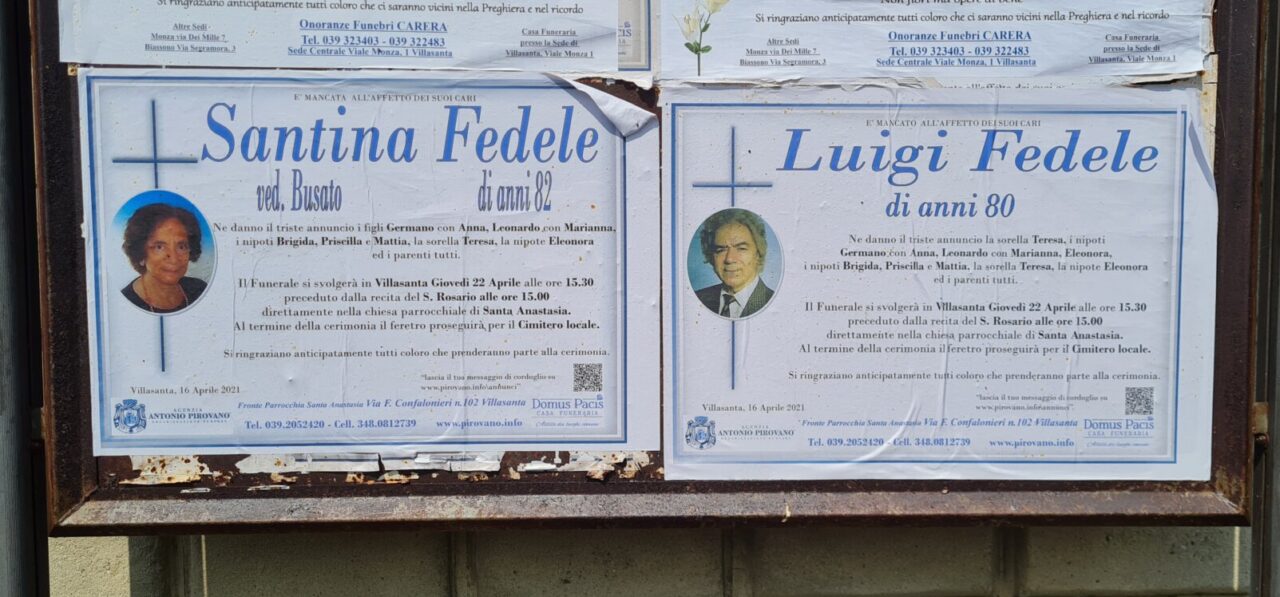 Villasanta, fratello e sorella muoiono a poche ore di distanza uccisi dal Covid