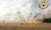 Incendio in un campo a Nova Milanese: le foto dell'intervento dei Vigili del fuoco