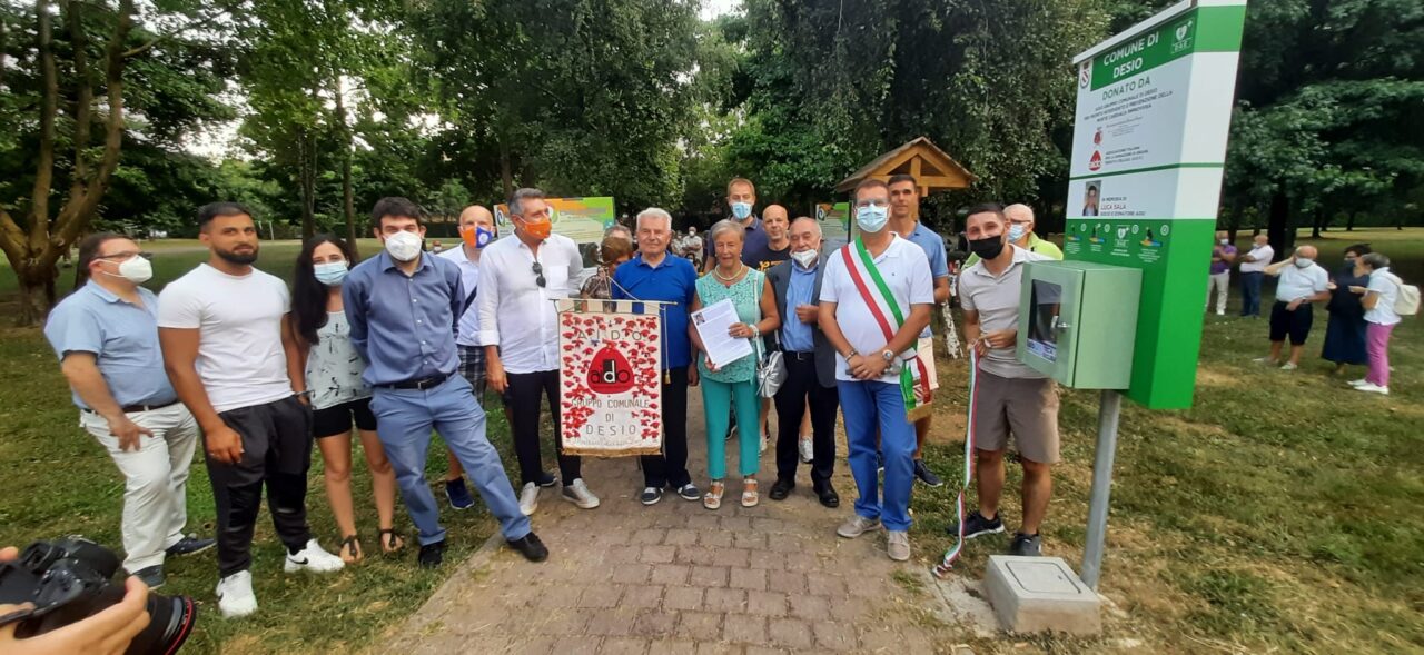 Inaugurato il parco dedicato a Luca Sala, donato un defibrillatore
