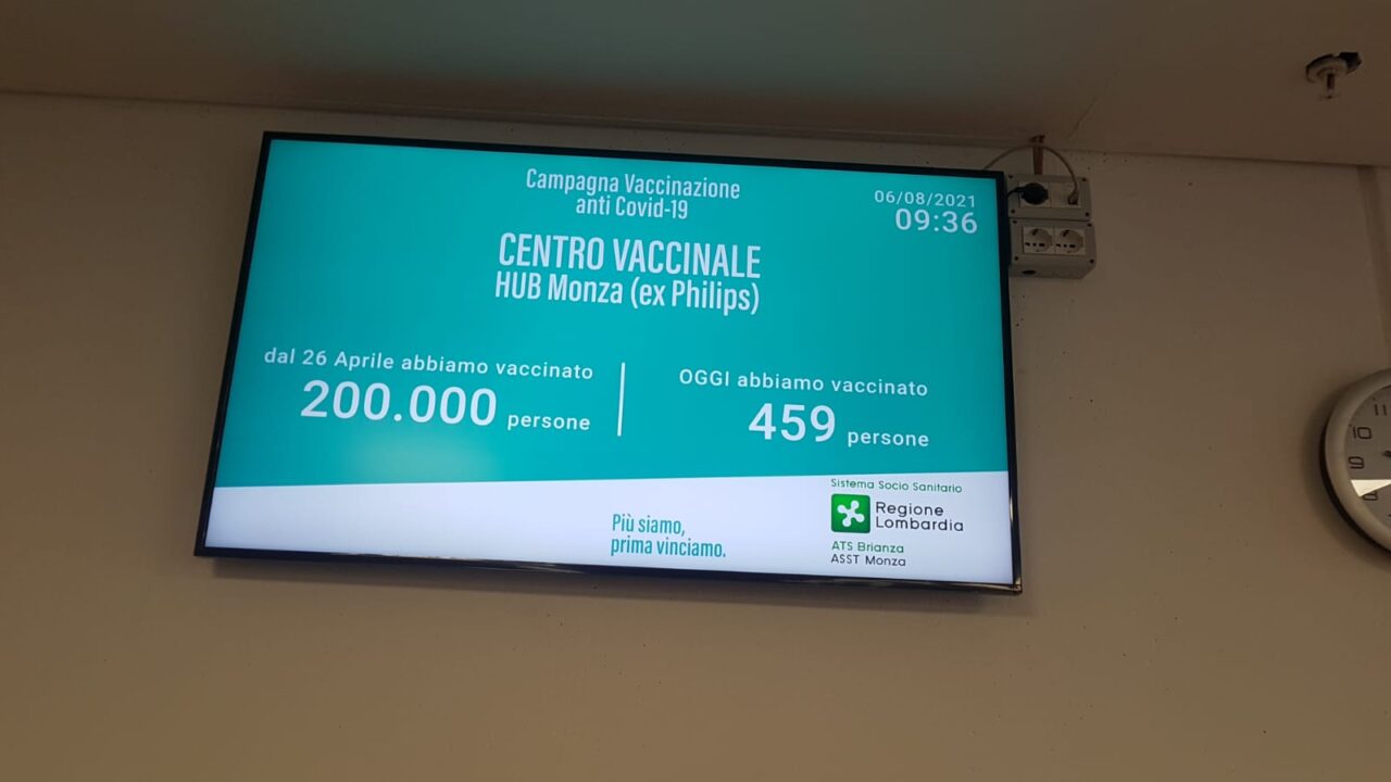 All’hub di Monza raggiunte le 200mila vaccinazioni
