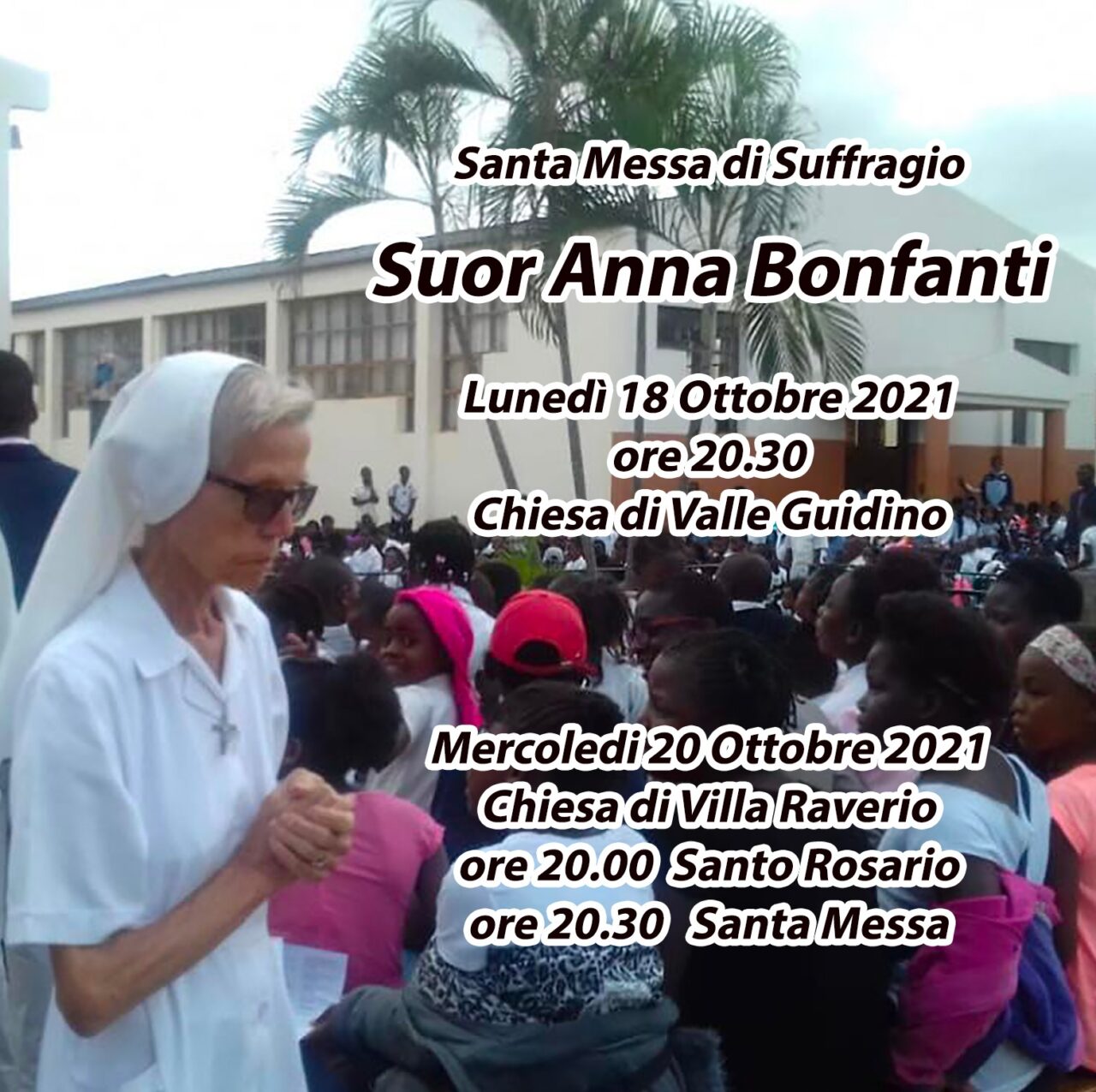 Addio a suor Anna: a Valle Guidino e Villa Raverio due Messe per ricordare la missionaria