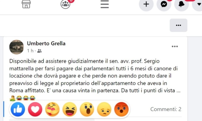 “Pronto ad assistere il Presidente se si vuol far rimborsare i sei mesi di locazione”