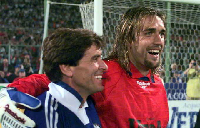 Gabriel Batistuta e Sangiovanni alla Partita del cuore