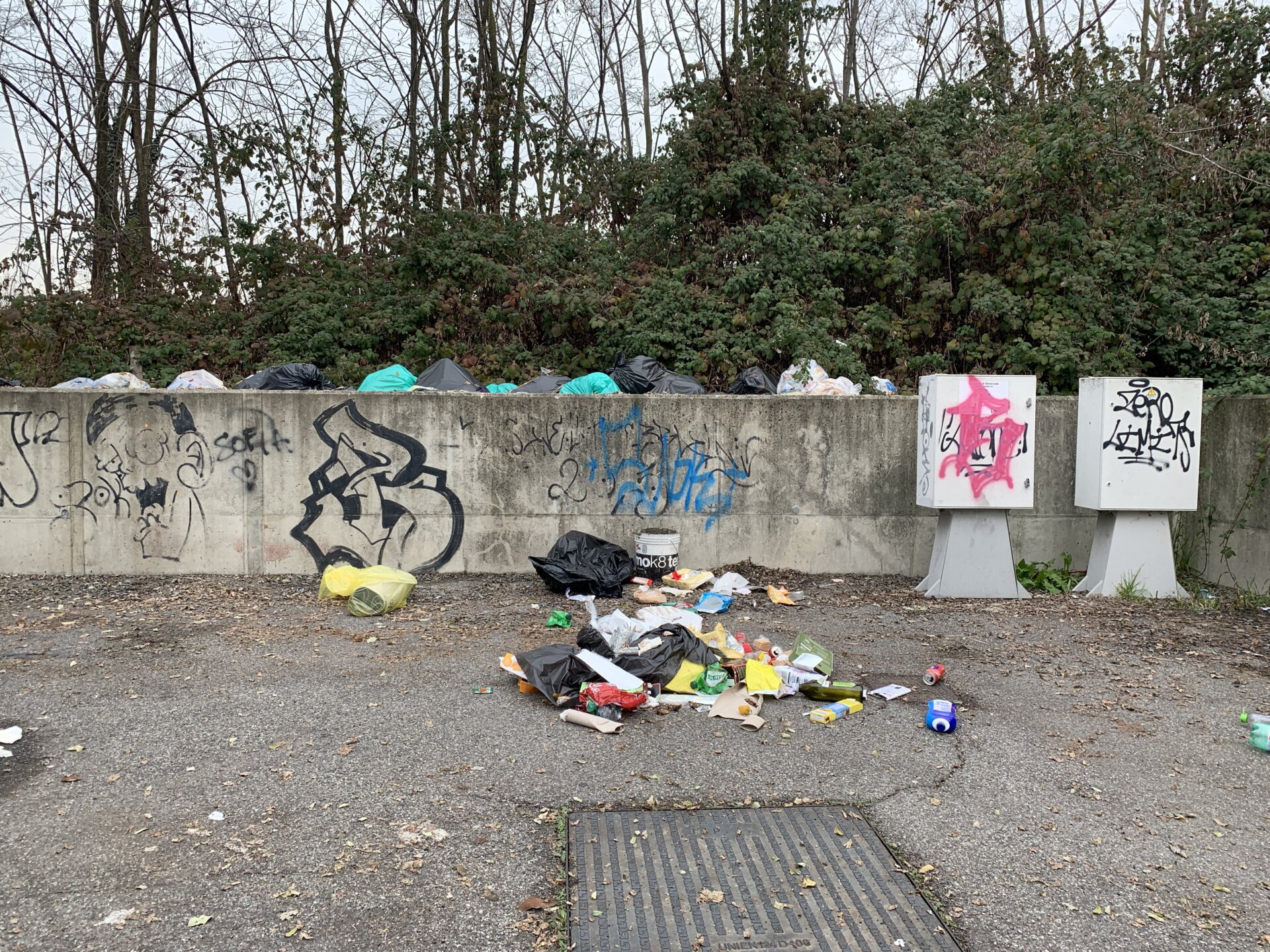Vimercate discarica via Rossino con rifiuti e materassi