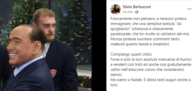 Berlusconi risponde alle polemiche sulla battuta fatta alla cena del Monza “Mancanza di humor”